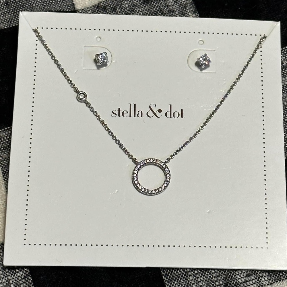 Stella & Dot Pave Eternity Necklace and Studs